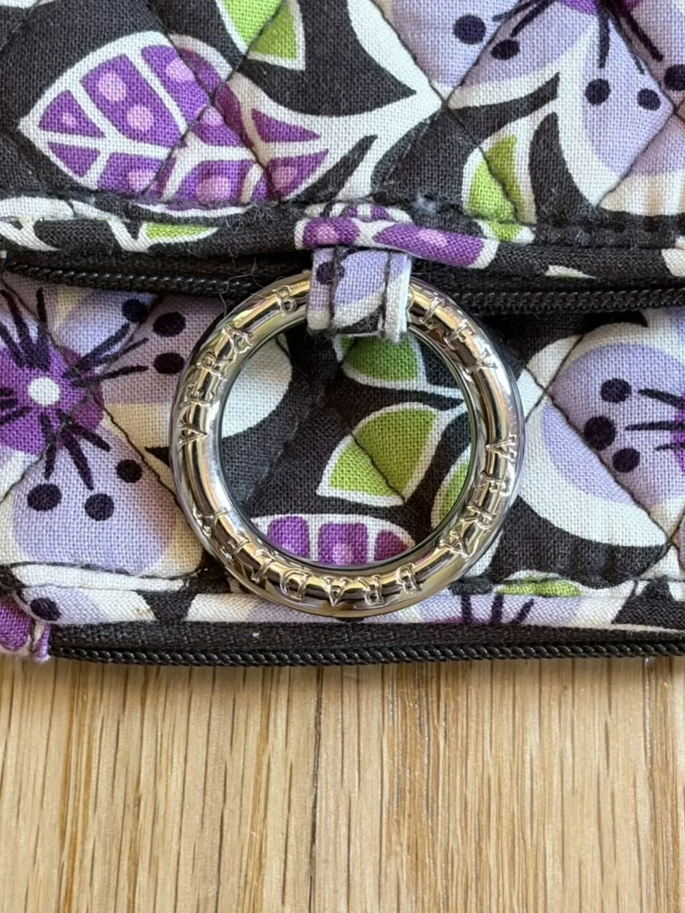 Vera Bradley Retired Plum Petals Double ID Wristlet Bifold Wallet NWT